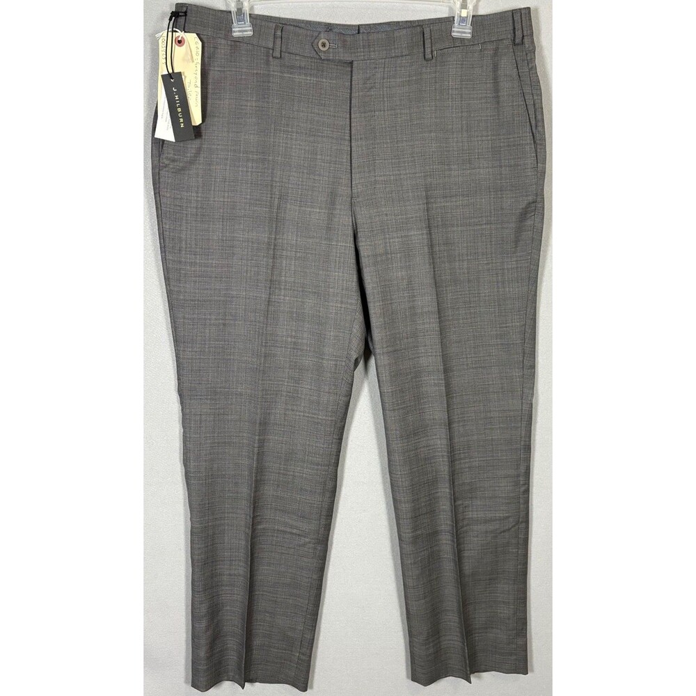 NWT J Hilburn Pants Mens 40x29 Gray Plaid Business Casual Wool Trousers